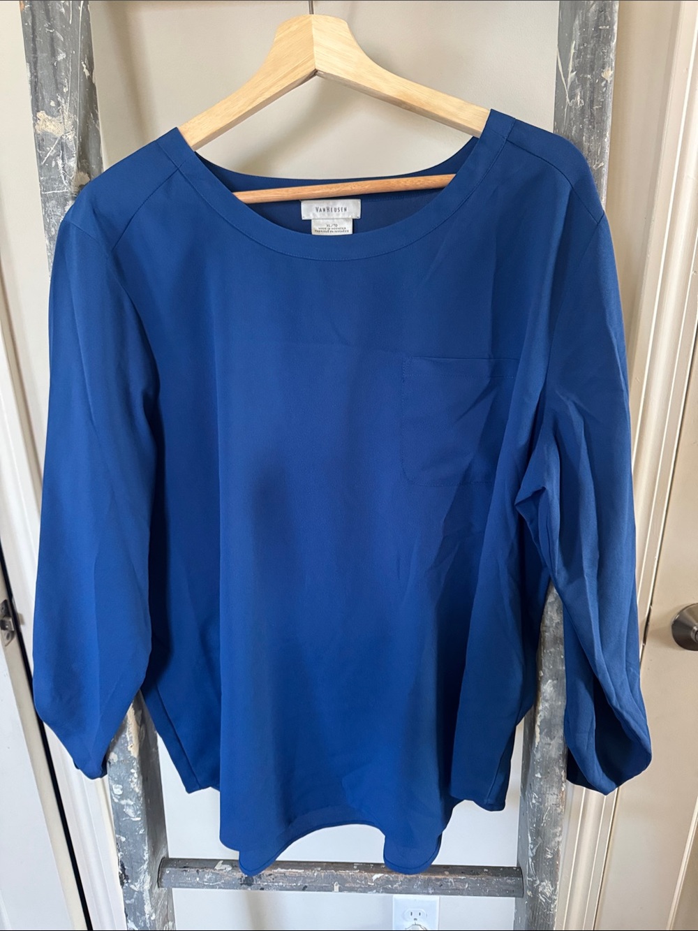 Van Heusen Royal Blue Long Sleeve Round Neck Blouse